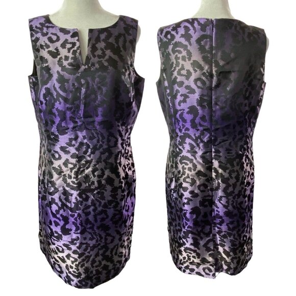 NWT PETER NYGARD Women Iridescent Animal Print Dress Sz 8 Purple Black 77-16 - Picture 1 of 14
